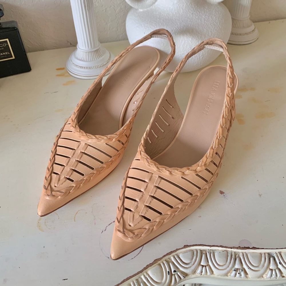 NEW Ulla Johnson Strappy Leather Kitten Slingback Heels